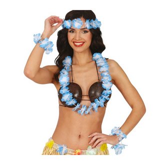 Kék Hawaii Virágos Kiegészítő Szett Nőknek,  4 részes