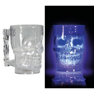 Koponya Formájú Világító Korsó Halloweenre, 500 ml, 10x14 cm