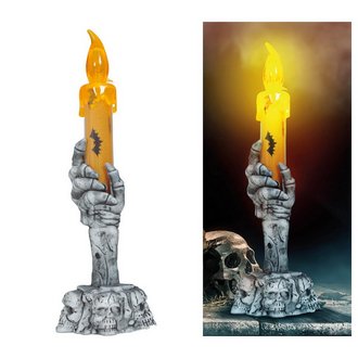 Koponya Gyertyatartó LED Gyertyával, 15 cm