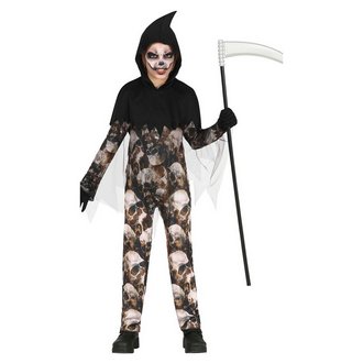 Koponyás Kaszás Jelmez Kapucnival Gyerekeknek Halloweenre