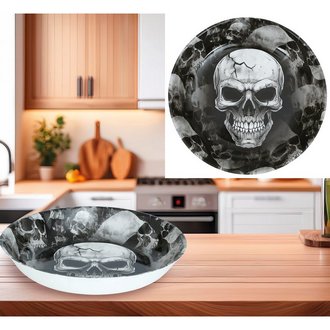 Koponyás Műanyag Tál Halloweenre, 32 cm