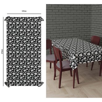 Koponyás PVC Terítő Halloweenre, 137x274 cm
