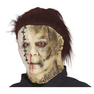 Latex Öltéses Arcú Horror Maszk Hajjal Halloweenre