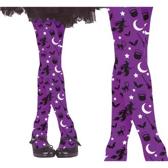 Lila Boszorkány Harisnya Lányoknak Halloweenre, 3-6 éves