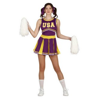 Lila-Sárga Cheerleader Jelmez Lányoknak