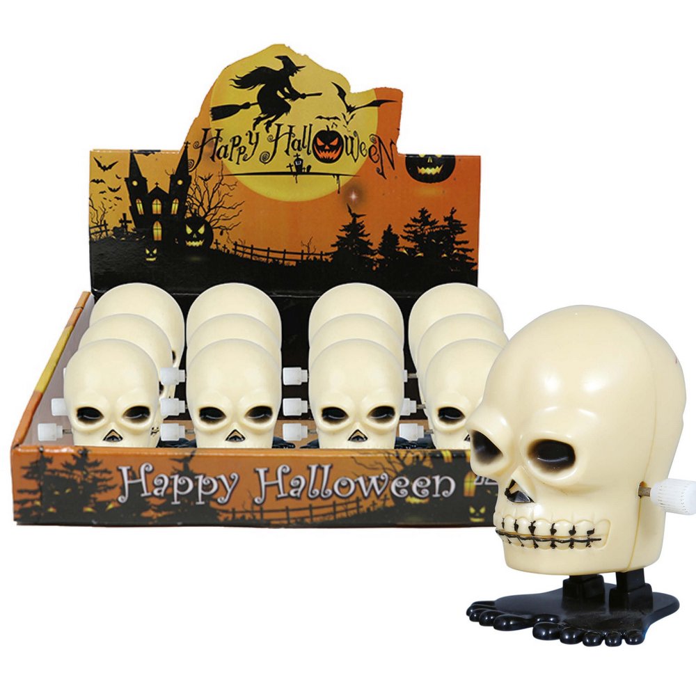 12 db Felhúzható Sétáló Koponya Partikellék Halloweenre, 5 cm