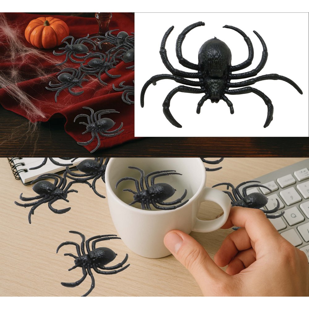 12 db Pók Dekoráció Halloweenre, 7 cm