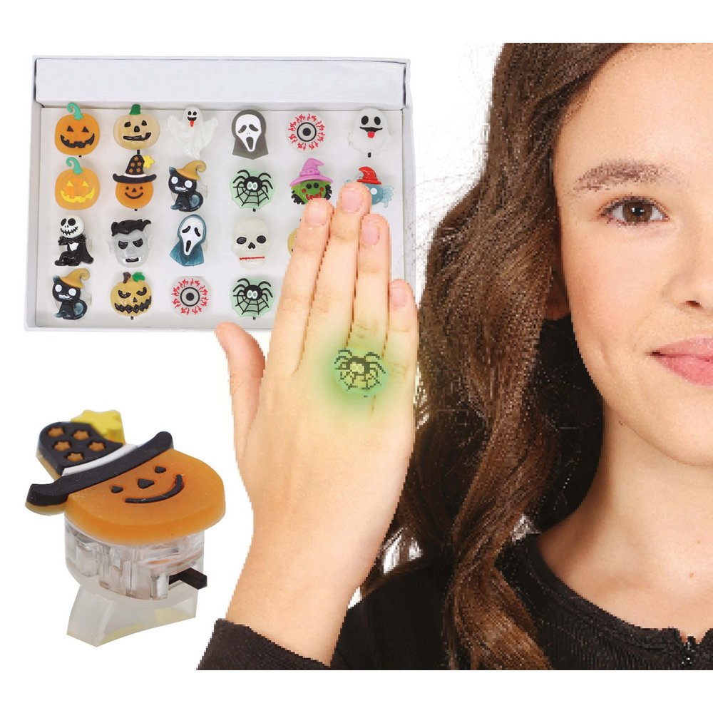 24 db LED-es Halloween Gyűrű Szett, 3 cm