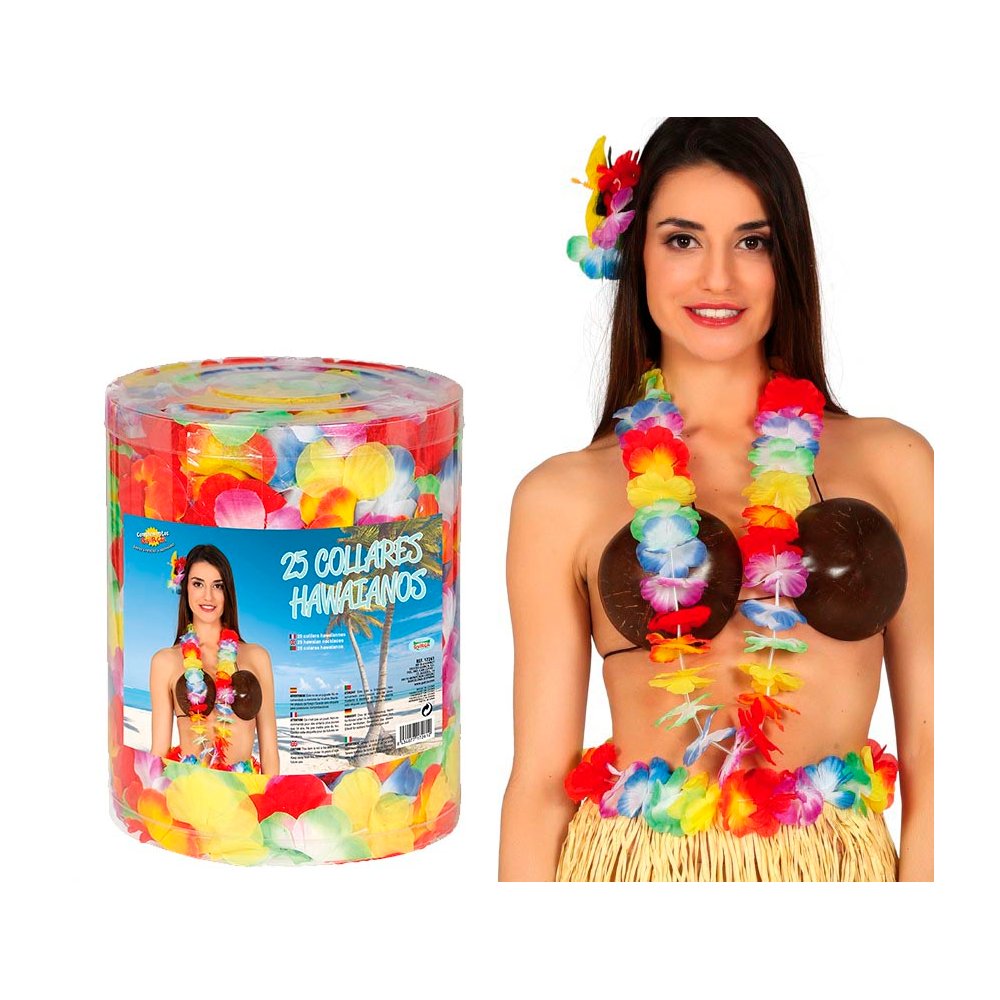 25 db Színes Hawaii Virágfüzér Szett Unisex