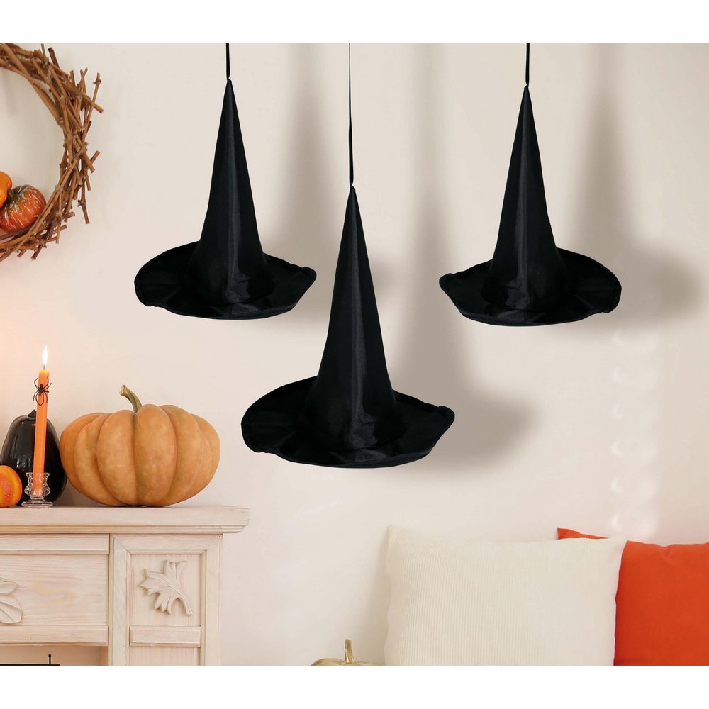 3 db Függő Boszorkány Kalap Halloweenre, 18 cm