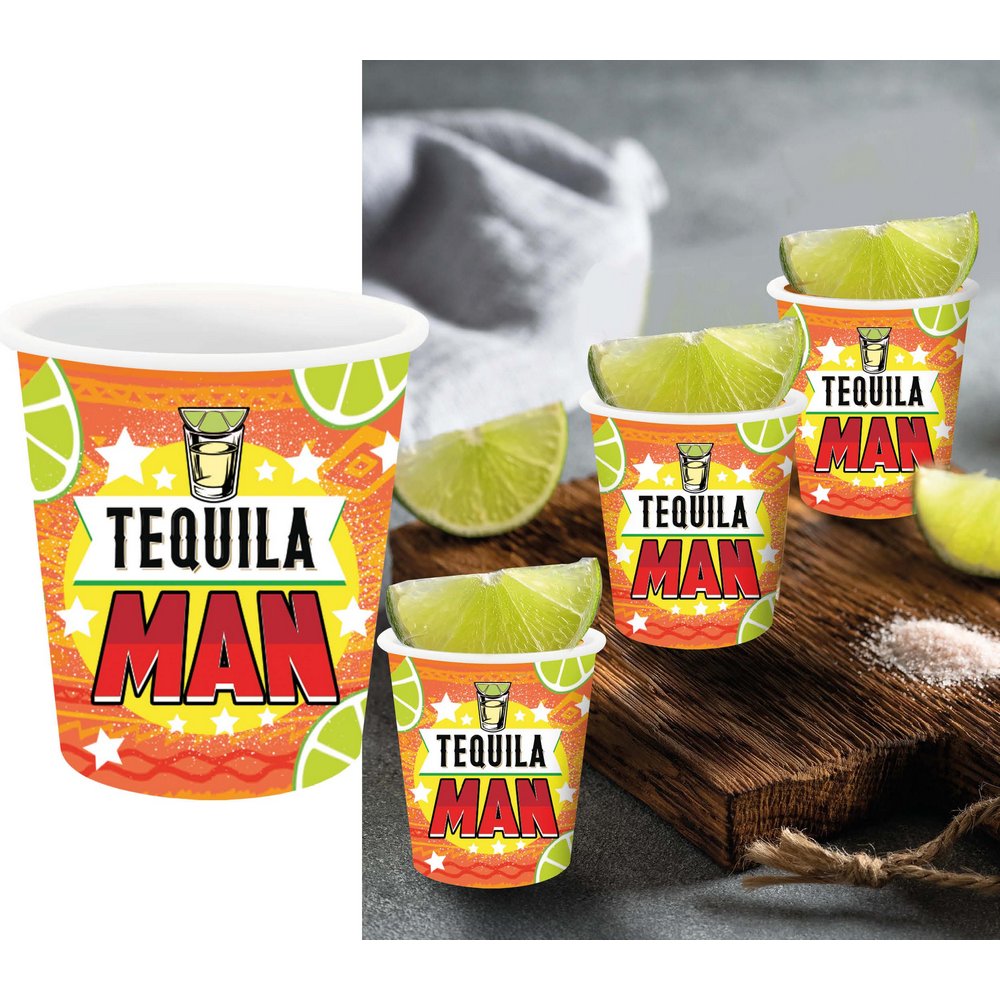 3 db Tequila Man Felespohár Legénybúcsúra, 5x6 cm