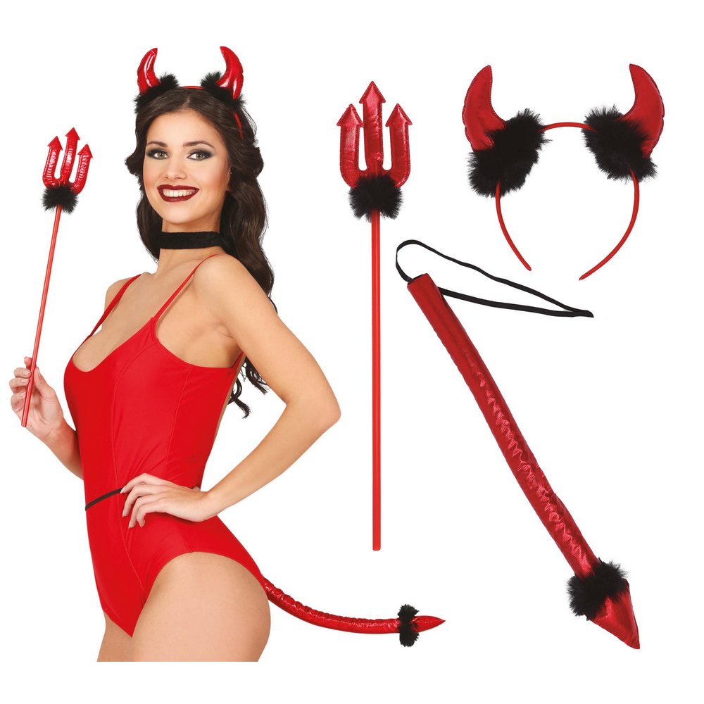 3 részes Ördög Kiegészítő Szett Nőknek Halloweenre