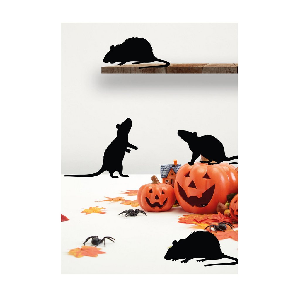 4 Fekete Patkány Sziluett Halloweenre