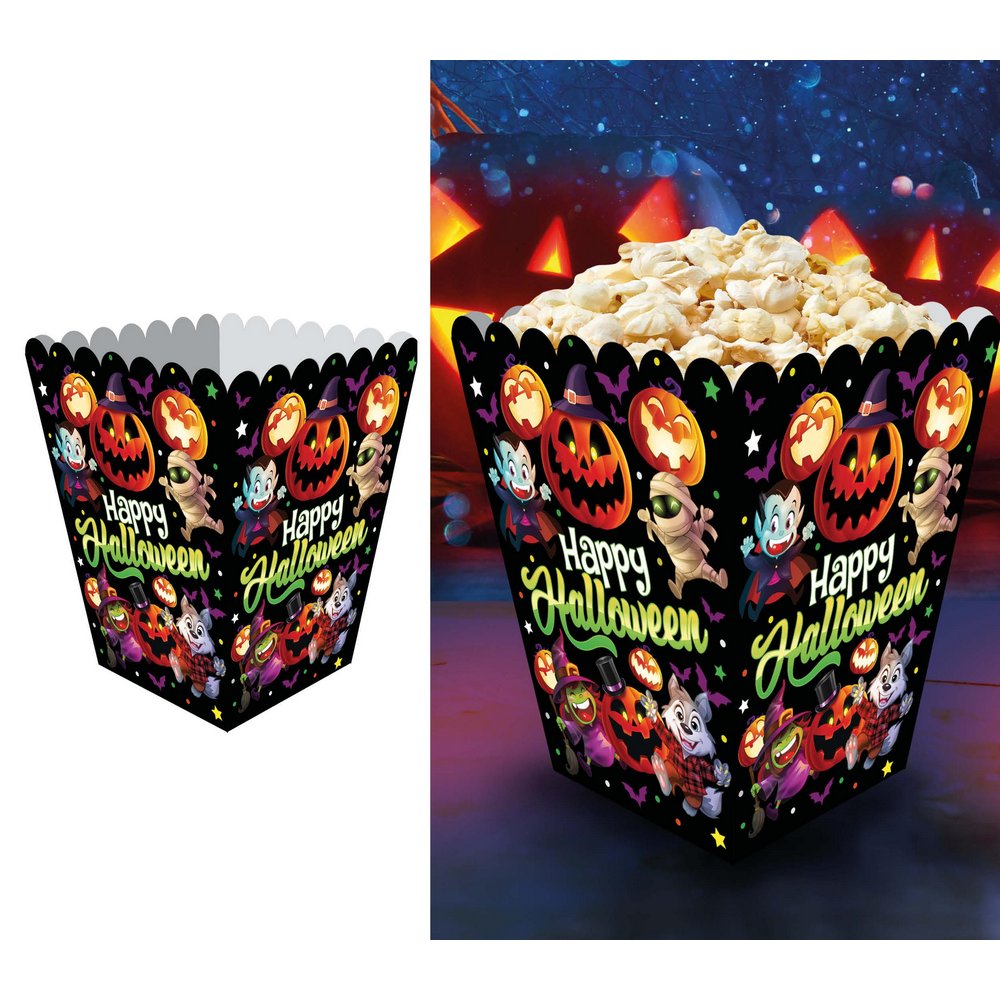 6 db Kis Szörnyecskés Popcorn Doboz Halloweenre, 60x33 cm
