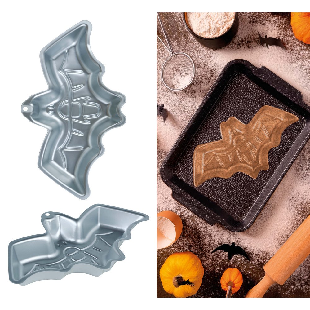Alumínium Ötvözet Denevér Sütőforma Halloweenre, 32x19 cm