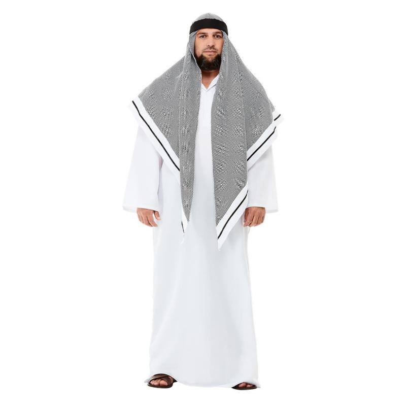 Fehér Arab Sejk Jelmez Férfiaknak Ruhával és Fejdísszel - XL