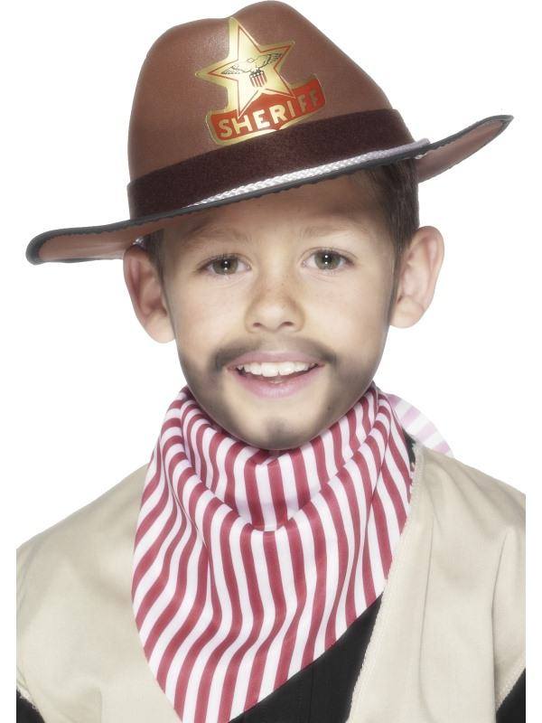 Barna Cowboy Kalap Seriff Jelvény Mintával