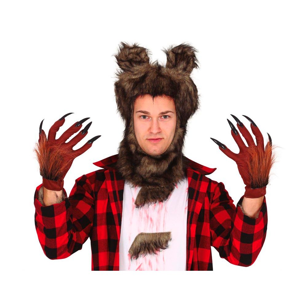 Barna Farkasember Kesztyű Karmokkal Halloweenre