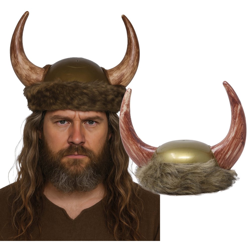 Barna Műszőrme Viking Sisak Szarvakkal Felnőtteknek