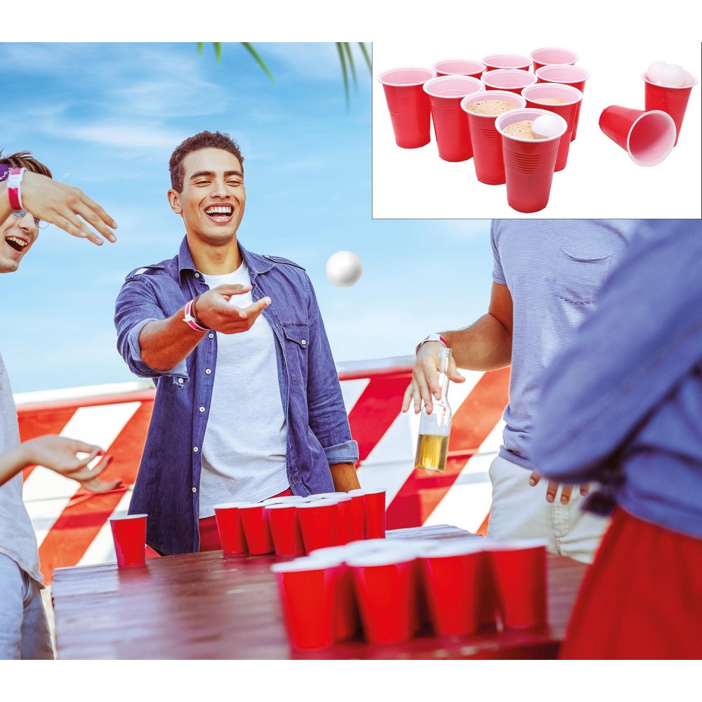 Beer Pong Szett Legénybúcsúra, 12 pohár és 15 labda