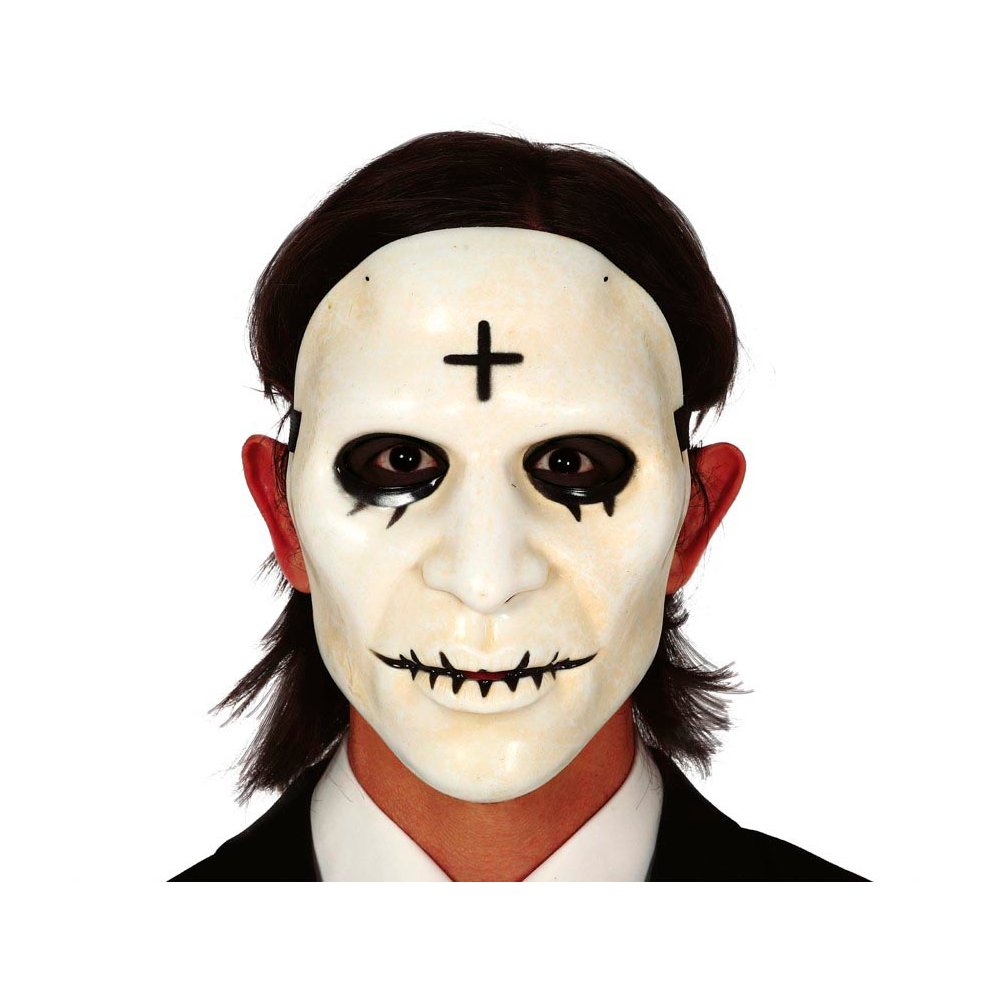 Bézs Keresztes PVC Maszk Halloweenre