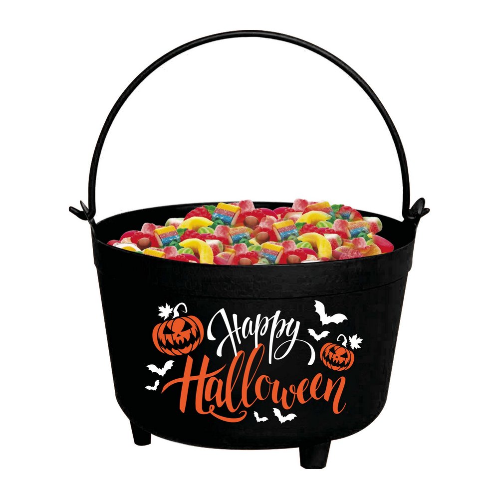 Boldog Halloween Boszorkányüst Halloweenre, 24x23x15 cm