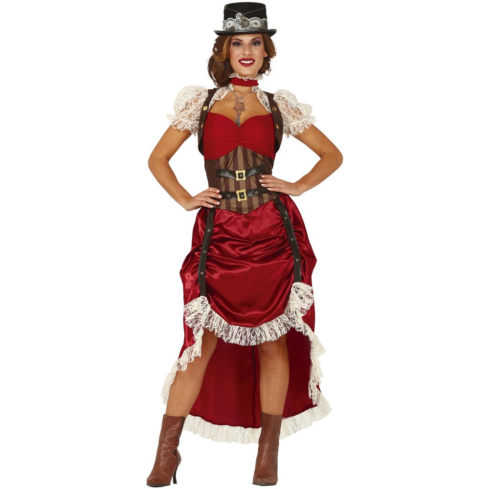 Bordó-Barna Steampunk Női Jelmez Szett