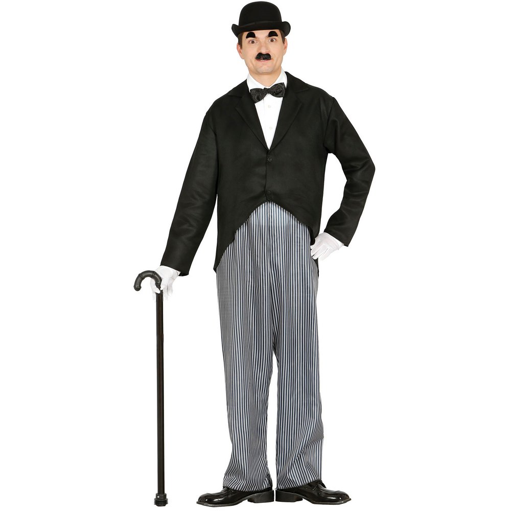 Charlie Chaplin Férfi Jelmez, L (52-54), Fekete, Szürke