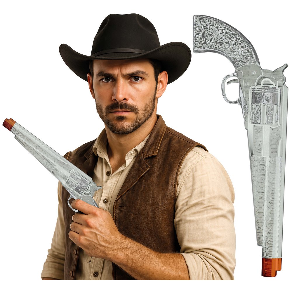 Cowboy Ezüst Pisztoly, 30 cm