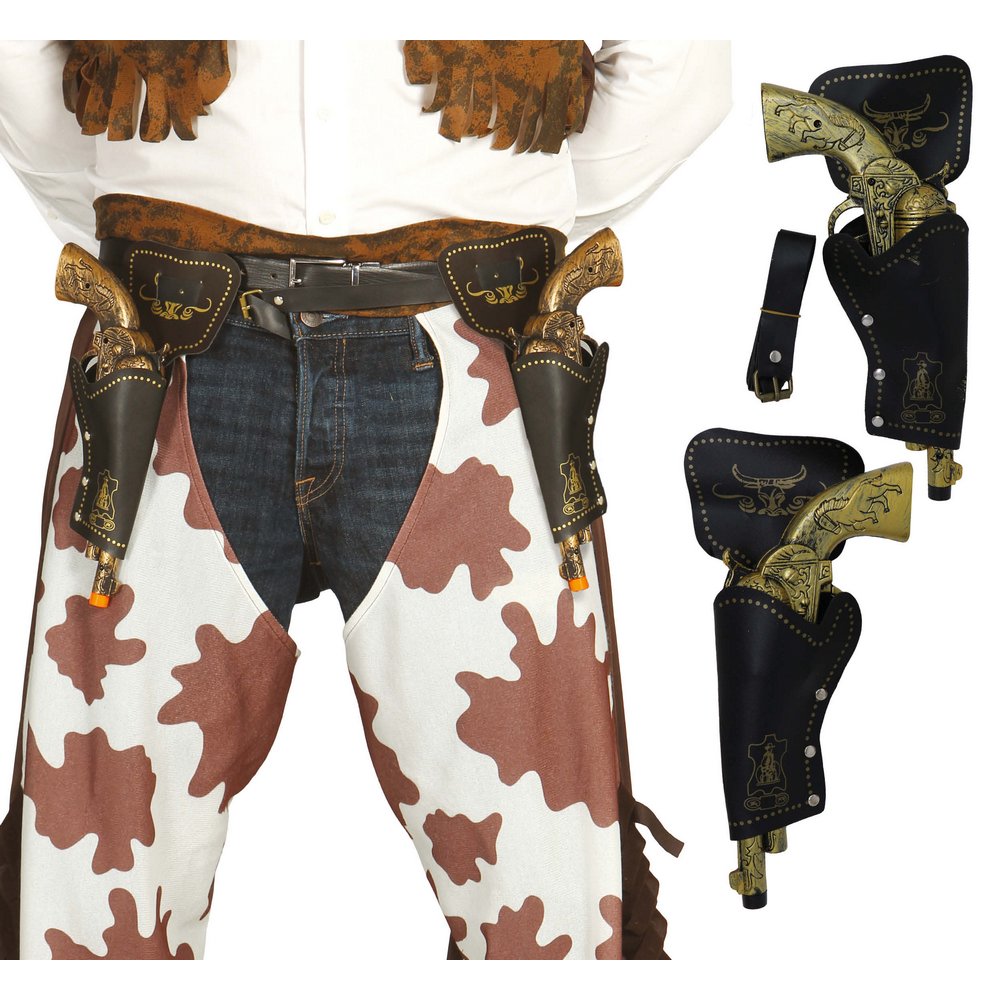 Cowboy Két Pisztolytáska Pisztolyokkal Felnőtteknek, 29 cm
