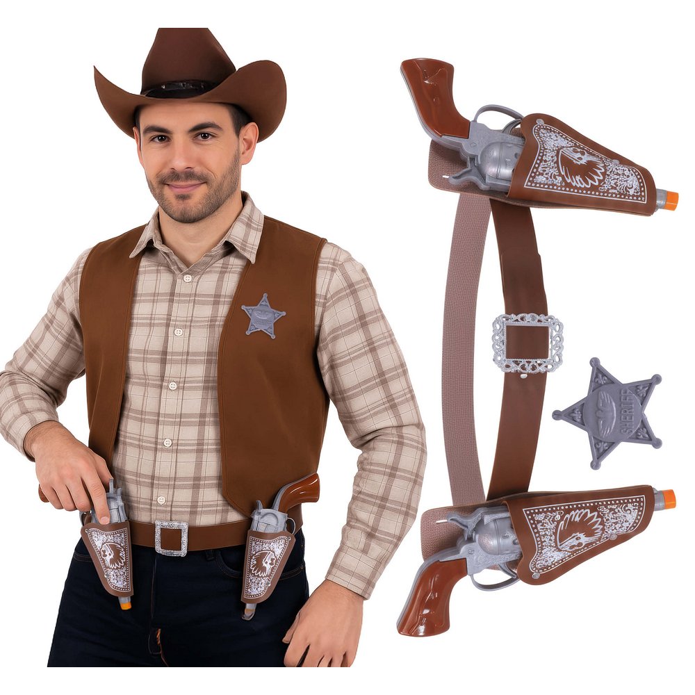 Cowboy Pisztoly és Seriff Jelvény Kiegészítő Szett, 20 cm