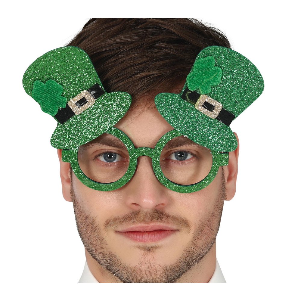 Csillogó Zöld Kobold Kalap Szemüveg Unisex Felnőtteknek Szent Patrik Napjára