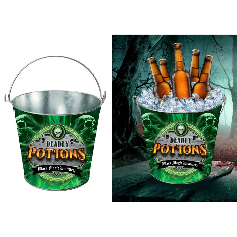 Deadly Potions Fém Italhűtő Vödör Halloweenre, 19x23 cm