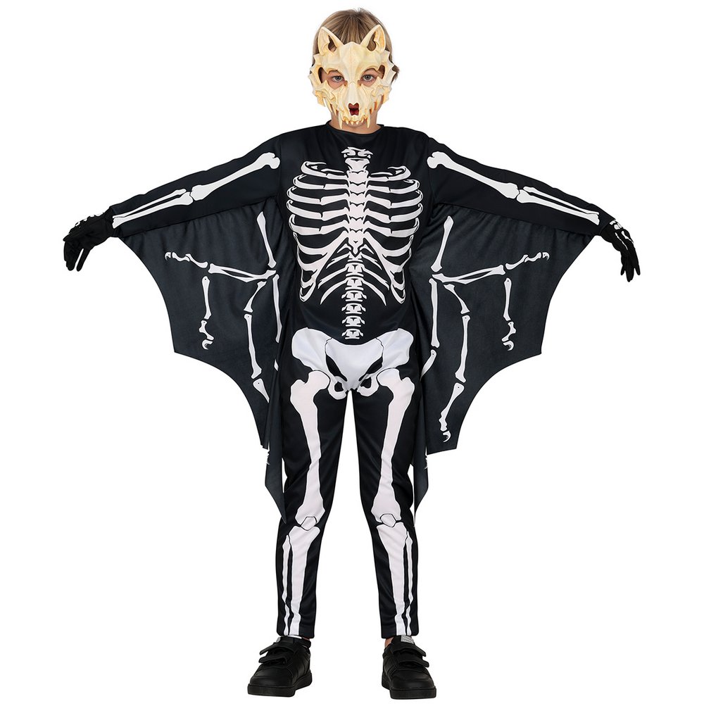 Denevér Csontváz Gyerek Jelmez Halloweenre, 10 - 12 Év, Fekete