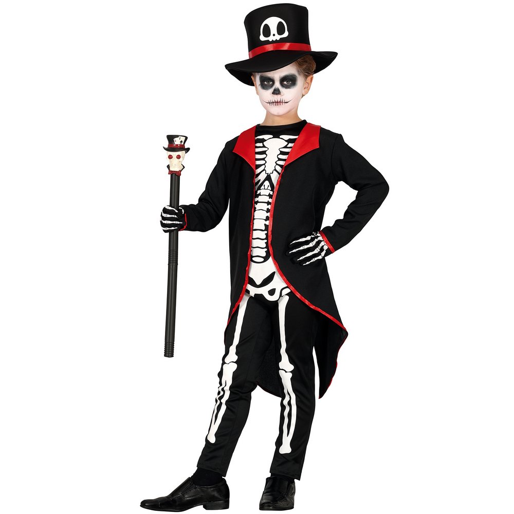 Elegáns Csontváz Jelmez Fiúknak Halloweenre, 7 - 9 Év, Fekete, Fehér
