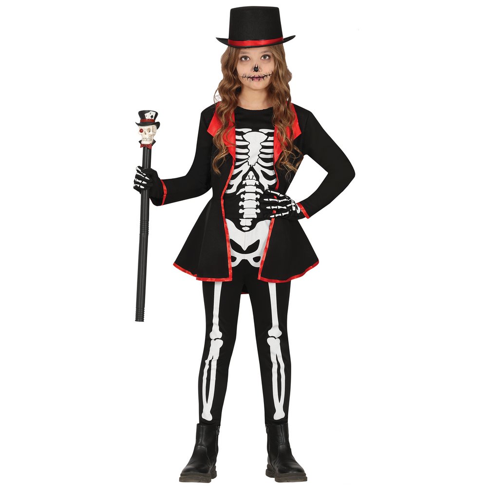 Elegáns Csontváz Lány Jelmez Halloweenre, 3 - 4 Év, Fekete