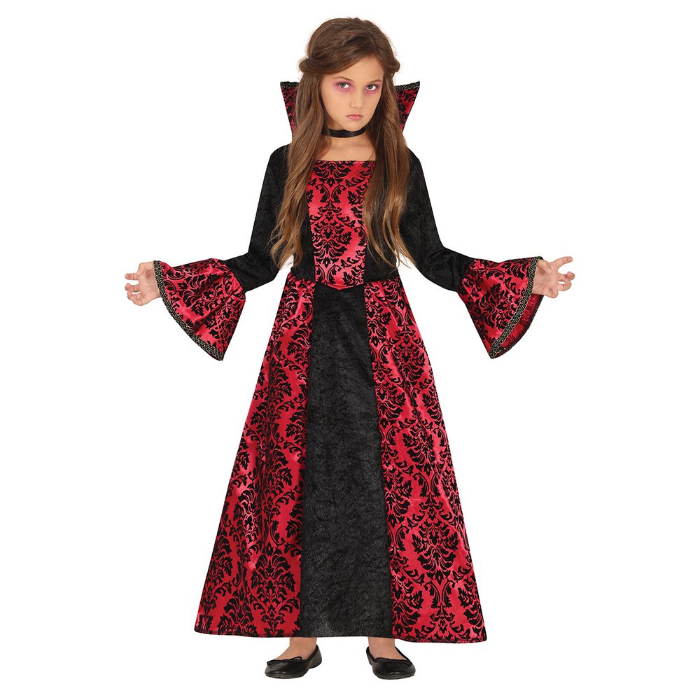 Elegáns Fekete-Bordó Vámpír Jelmez Lányoknak Halloweenre, 10 - 12 Év, Fekete, Bordó