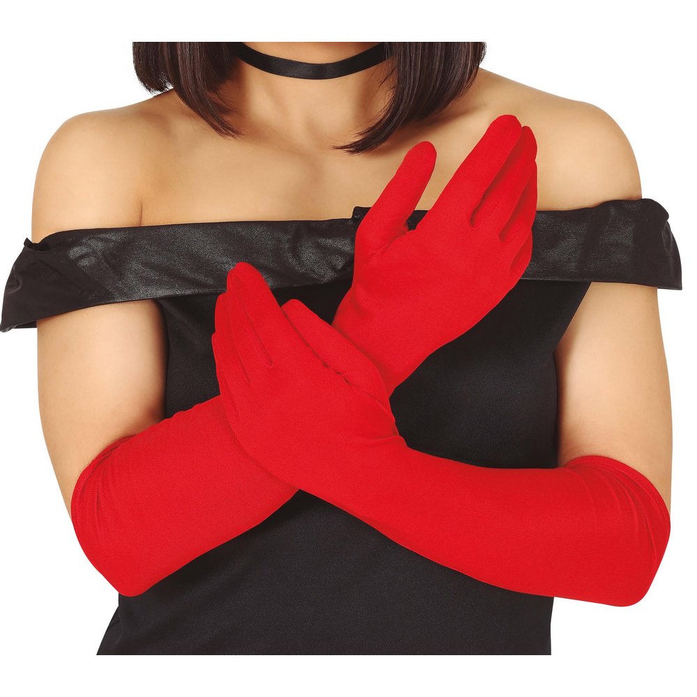 Elegáns Hosszú Piros Kesztyű Nőknek, 42 cm