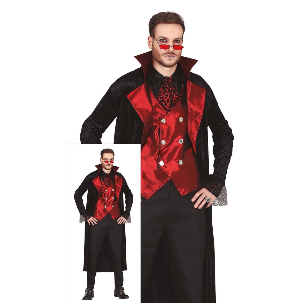 Elegáns Vámpír Fiú Jelmez Halloweenre, L (52-54), Fekete, Bordó