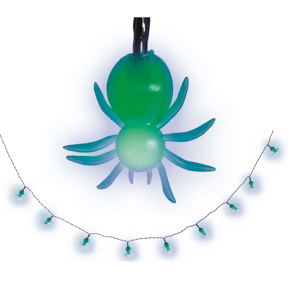 Elemes LED Pók Fényfüzér Halloweenre, 10 db