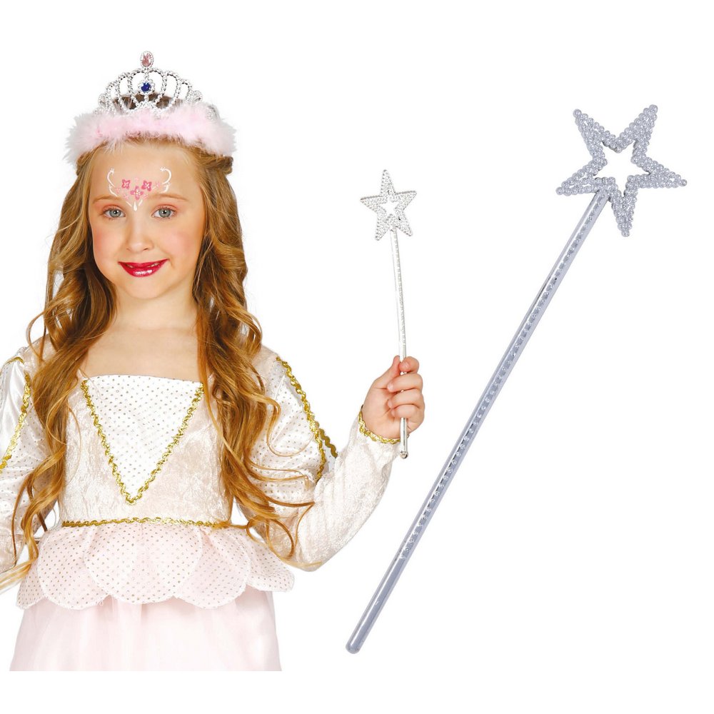 Ezüst Csillag Tündér Pálca Lányoknak, 33 cm