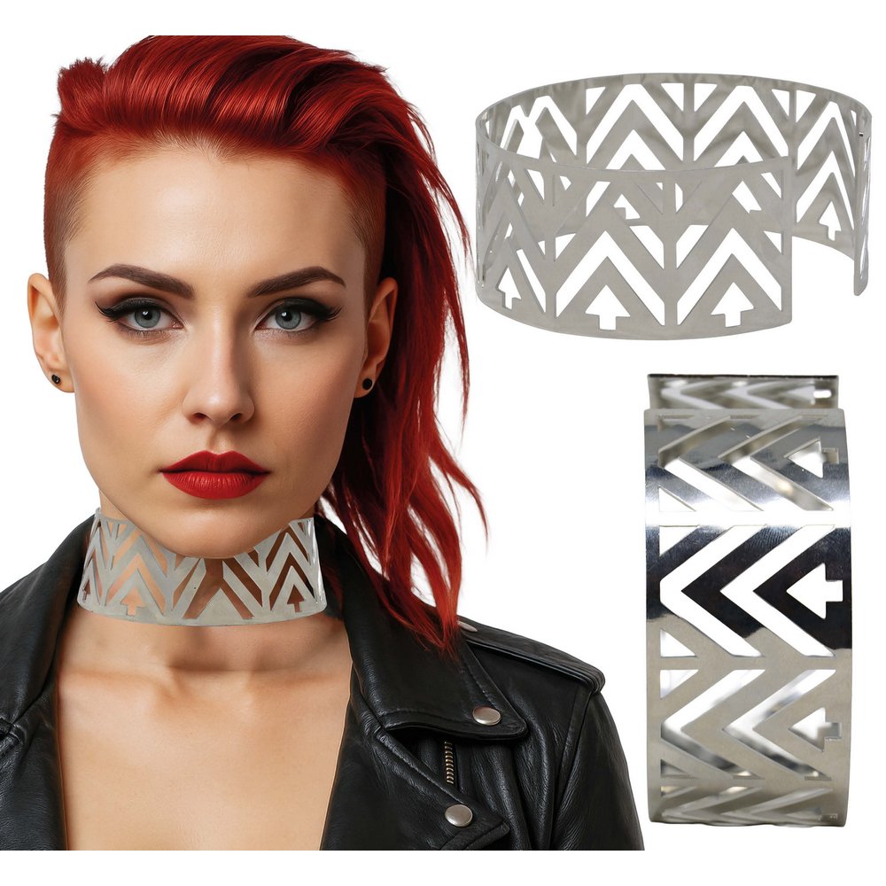 Ezüst Színű Futurisztikus Choker Nyaklánc