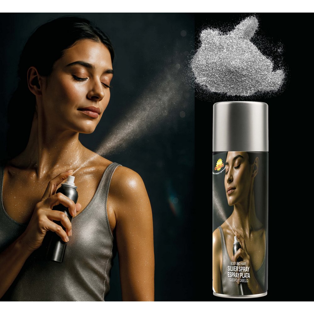 Ezüst Test- és Hajspray Halloweenre, 75 ml