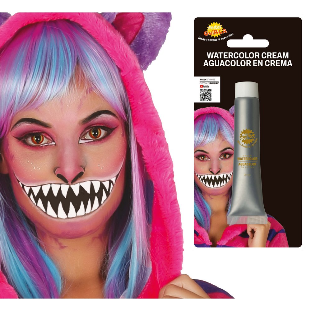 Ezüst Víztartalmú Arcfesték Tubus Halloweenre, 20 ml