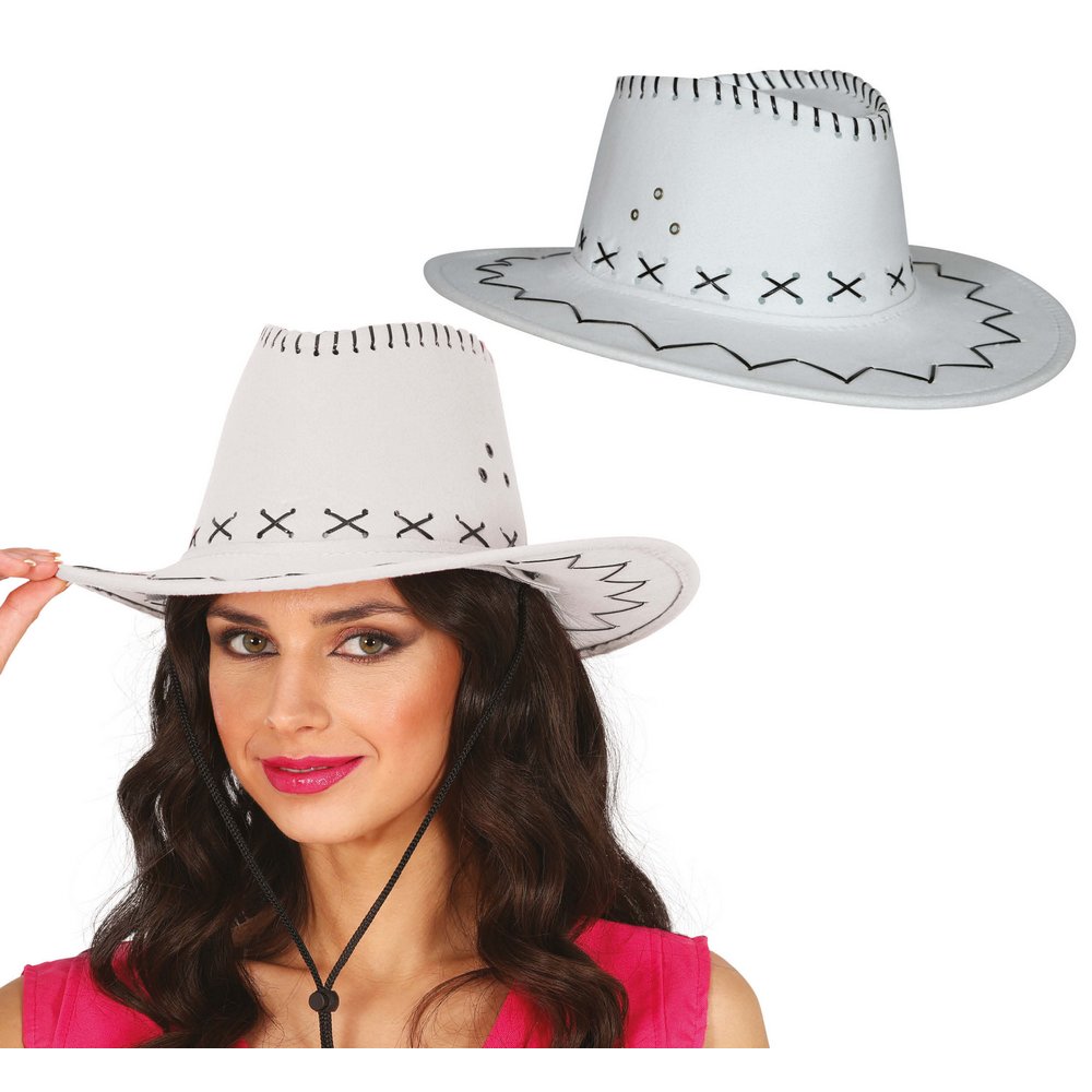 Fehér Műbőr Cowboy Kalap Felnőtteknek