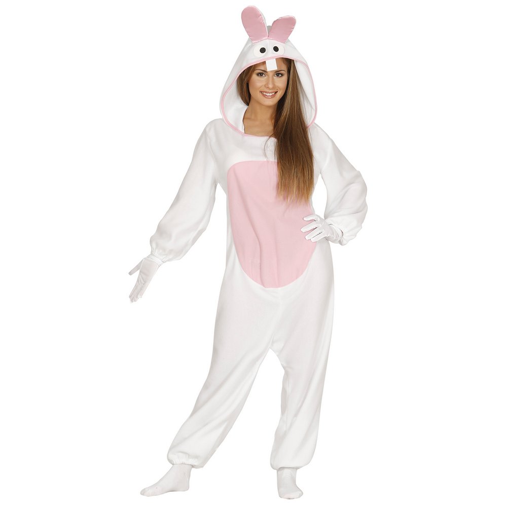 Fehér-Rózsaszín Kigurumi Nyuszi Jelmez Felnőtt Unisex