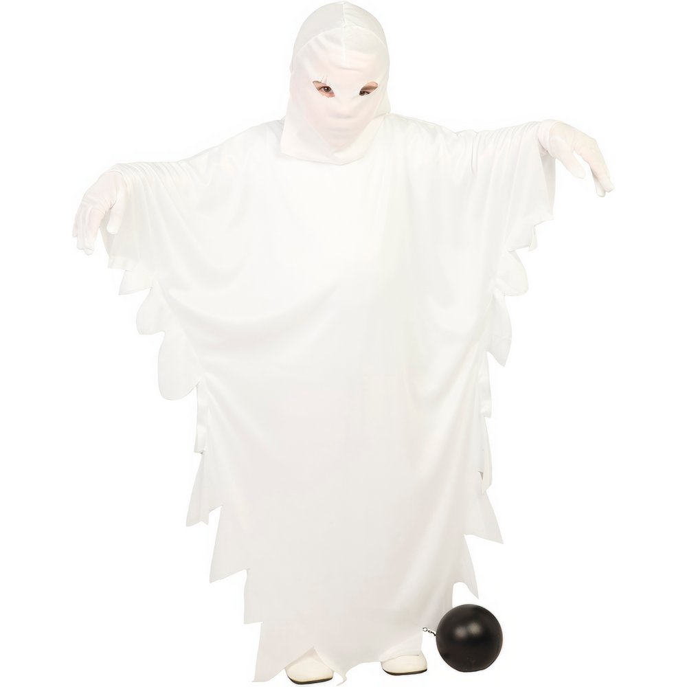 Fehér Szellem Jelmez Fiúknak Halloweenre, 5 - 6 Év, Fehér