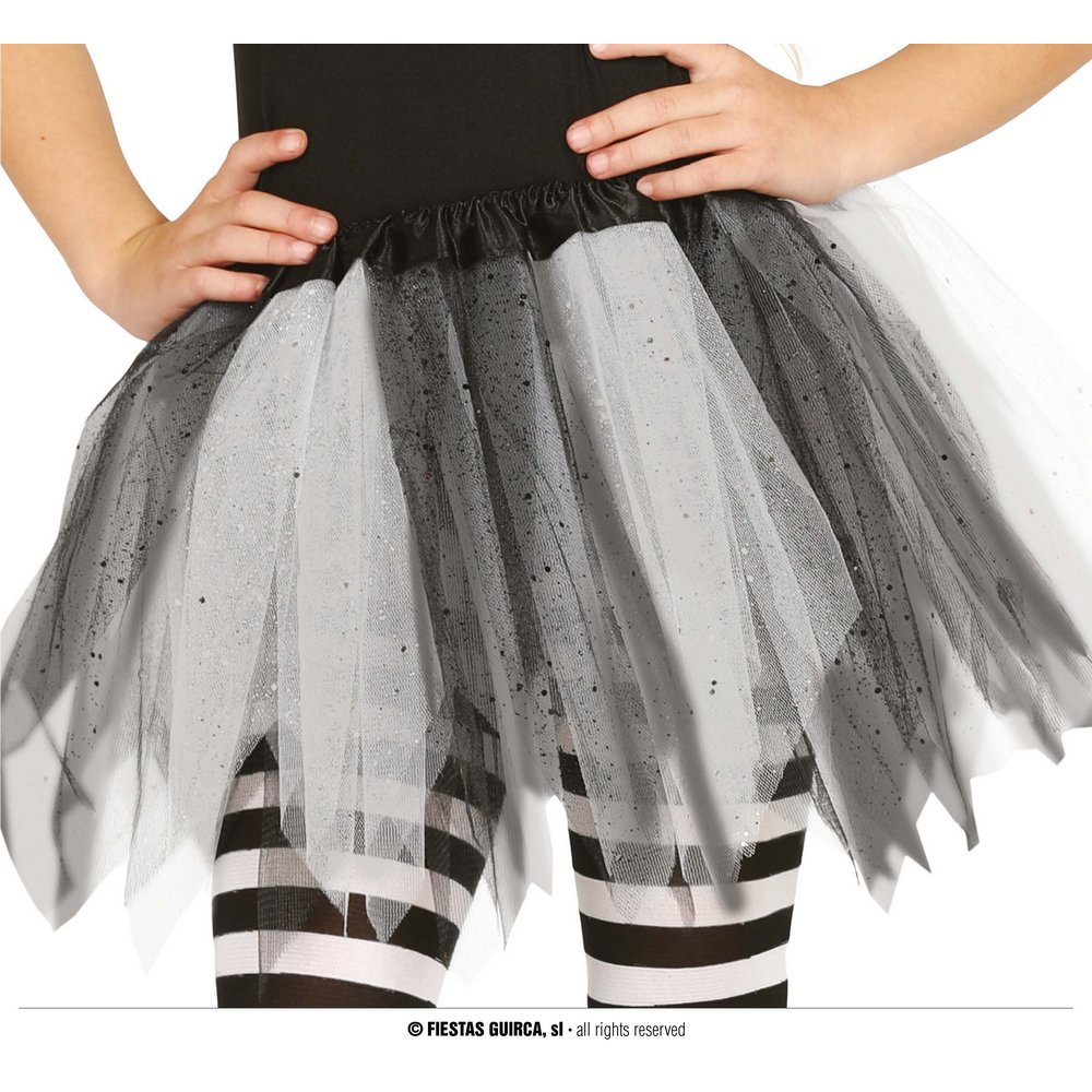 Fehér Zöld-fekete Boszorkány Tütü Szoknya Lányoknak Halloweenre,  30 cm