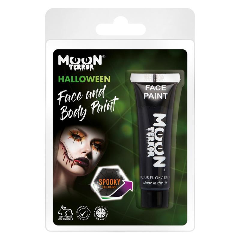 Fekete Arc- és Testfesték Csomagolásban Halloweenre - 12 ml