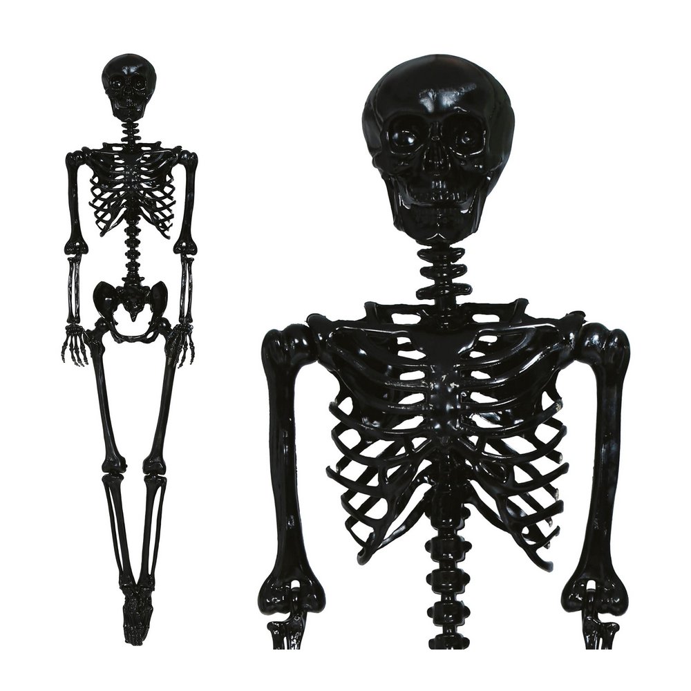 Fekete Csontváz Dekoráció Halloweenre, 90 cm